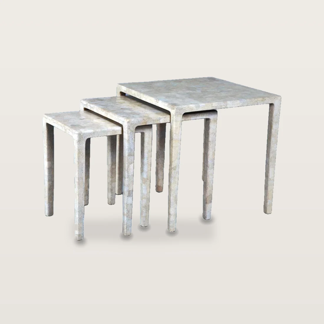 Ensemble de 3 tables gigognes BD, beige fini